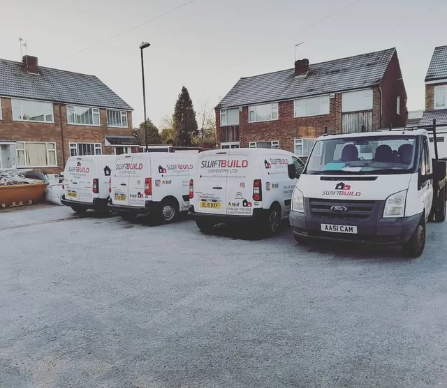 Swift Build team vans on a Coventry project