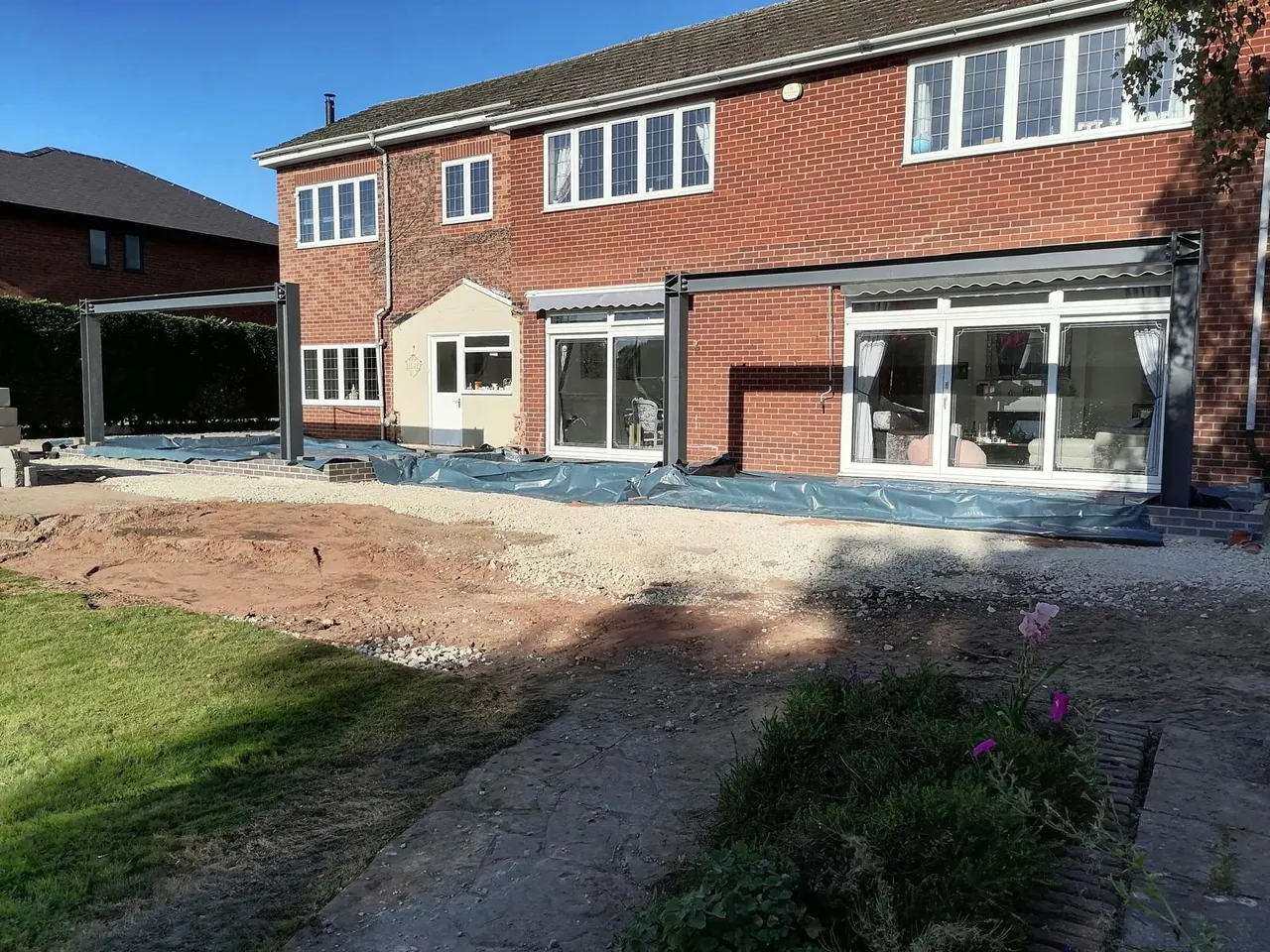 Structural steel installed for a rear extension opening