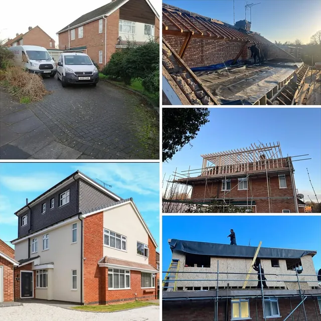 Before and after loft dormer conversion including roof framing