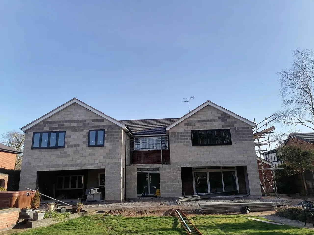 Two-storey extension blockwork shell complete before rendering