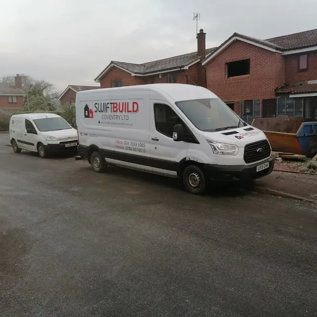 Swift Build branded van on site